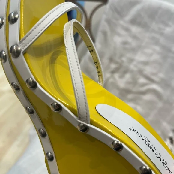 Dolce & Gabbana Studded Yellow Wedges - Picture 9 of 10